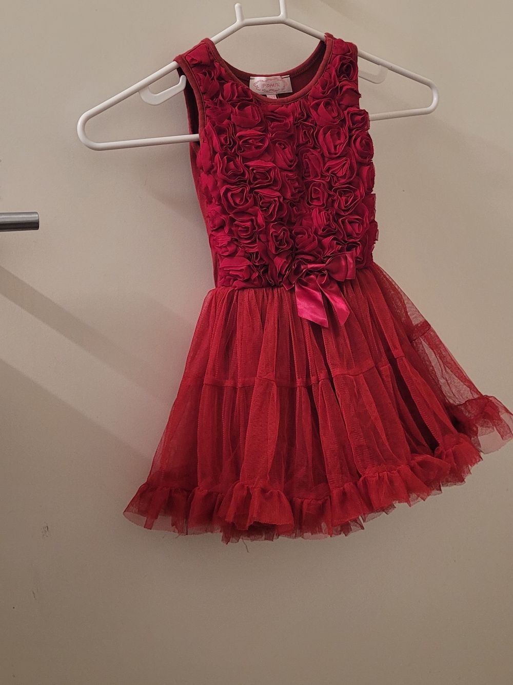 Popatu Red Rose-Front Tulle Party Dress